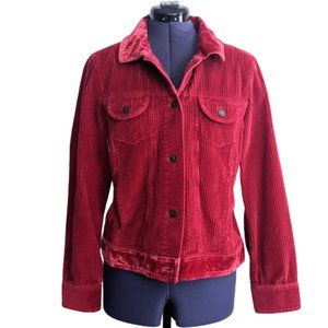 J. Jill Red Velvet and Corduroy Utility Jacket